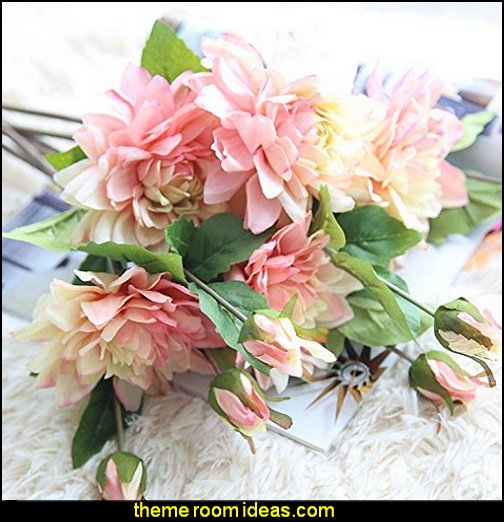 Silk Dahila Flowers Bouquet Gifts Wedding Party Floral Home Decor  floral bedding - flowers pillows - floral duvet covers - Floral Bedding Sets - flower theme bedding - Floral Print Bedding - floral comforters - floral pillows