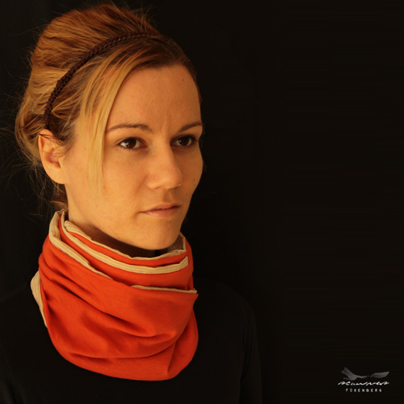 FoxenbergScarves Soft cotton orange scarf neck warmer reversible light
