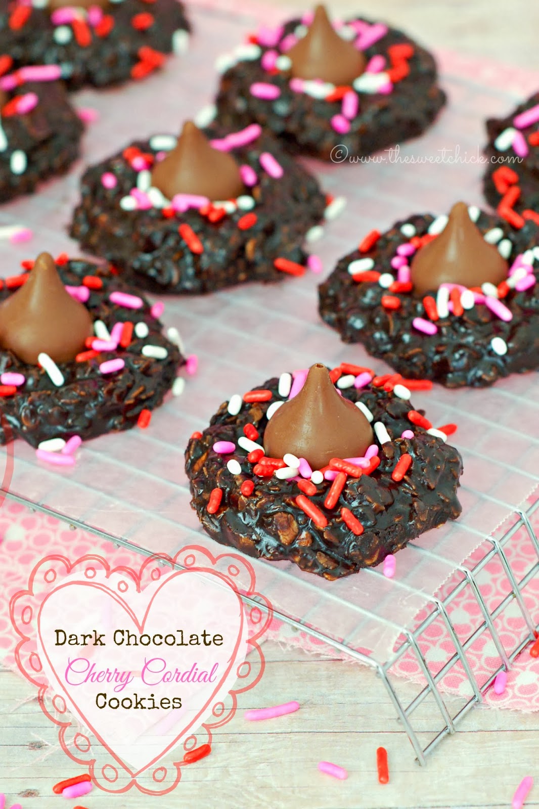 Dark Chocolate Cherry Cordial Cookies by The Sweet Chick