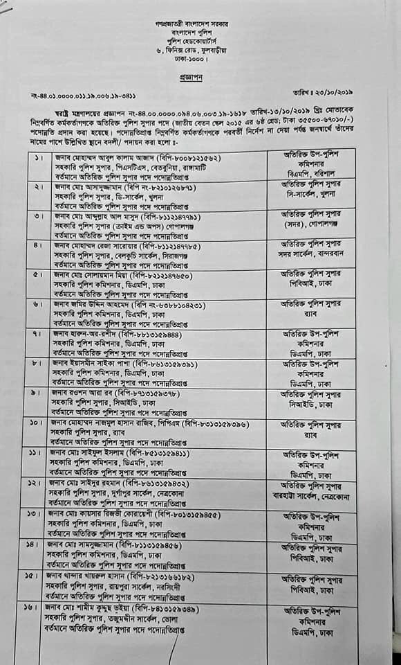 58 additional superintendent of police officers transferred