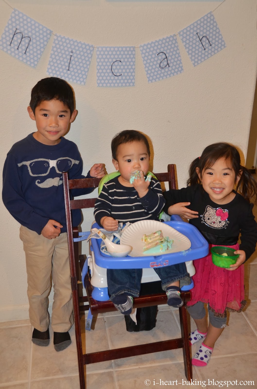 i heart baking! blue funfetti birthday cake with piped shell sides