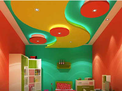 colorful POP false ceiling design Plaster of Paris ceiling for living room