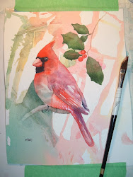 christmas merry watercolor boy pretty cardinal davis finished diana