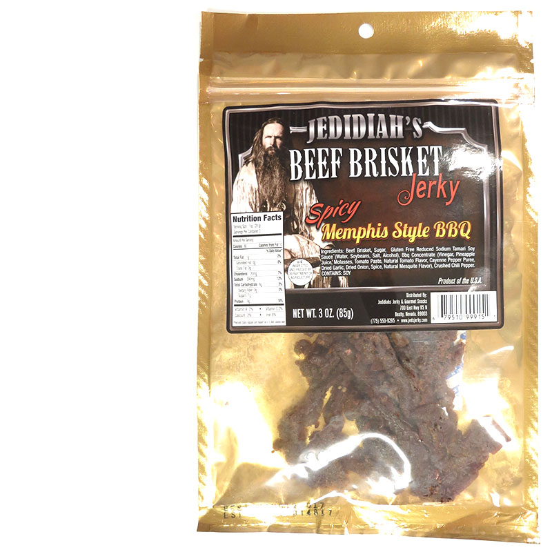 Jedidiah's Jerky Beef Brisket Spicy Memphis Style BBQ Beef Jerky