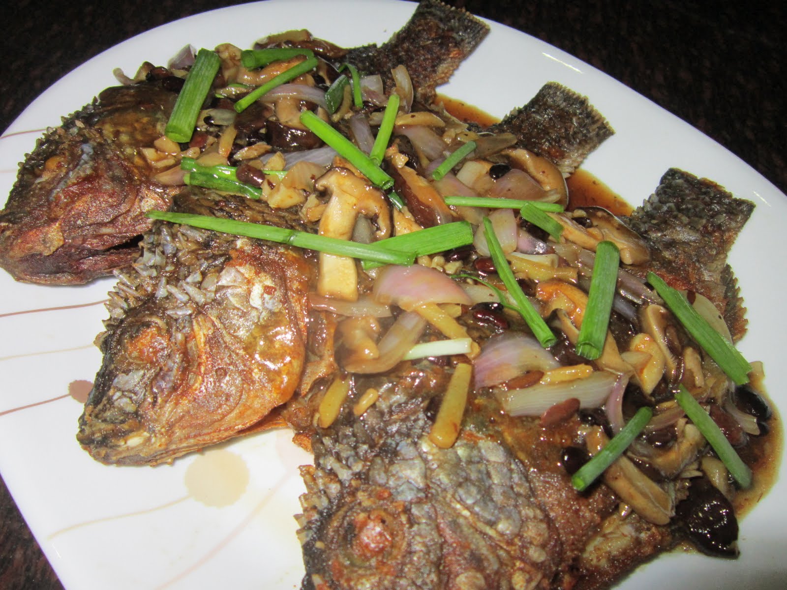 CRISPY TILAPIA with SHITAKE MUSHROOM & BLACK BEANS SAUCE