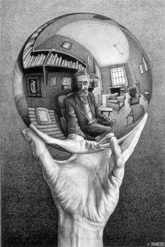 Escher > "Mano con sfera riflettente"