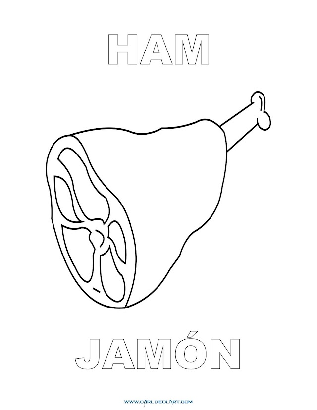 Dibujos Inglés - Español con J: Jamón - Ham