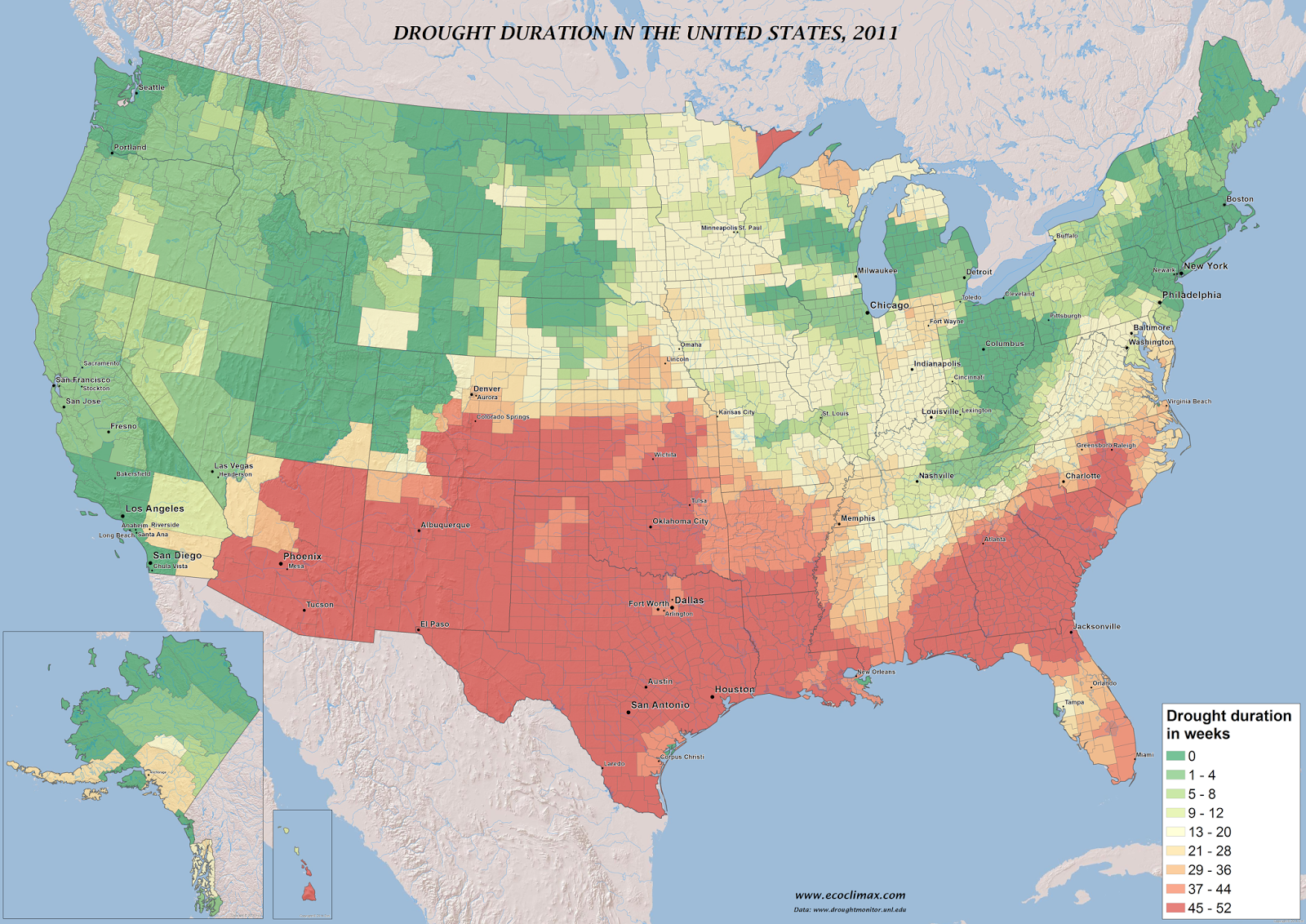 Drought duration in the United States (2011)