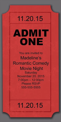 Admit One movie ticket invitation
