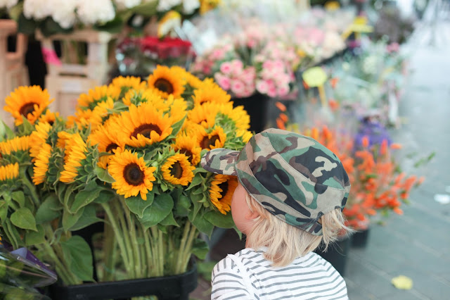 Smelling flowers