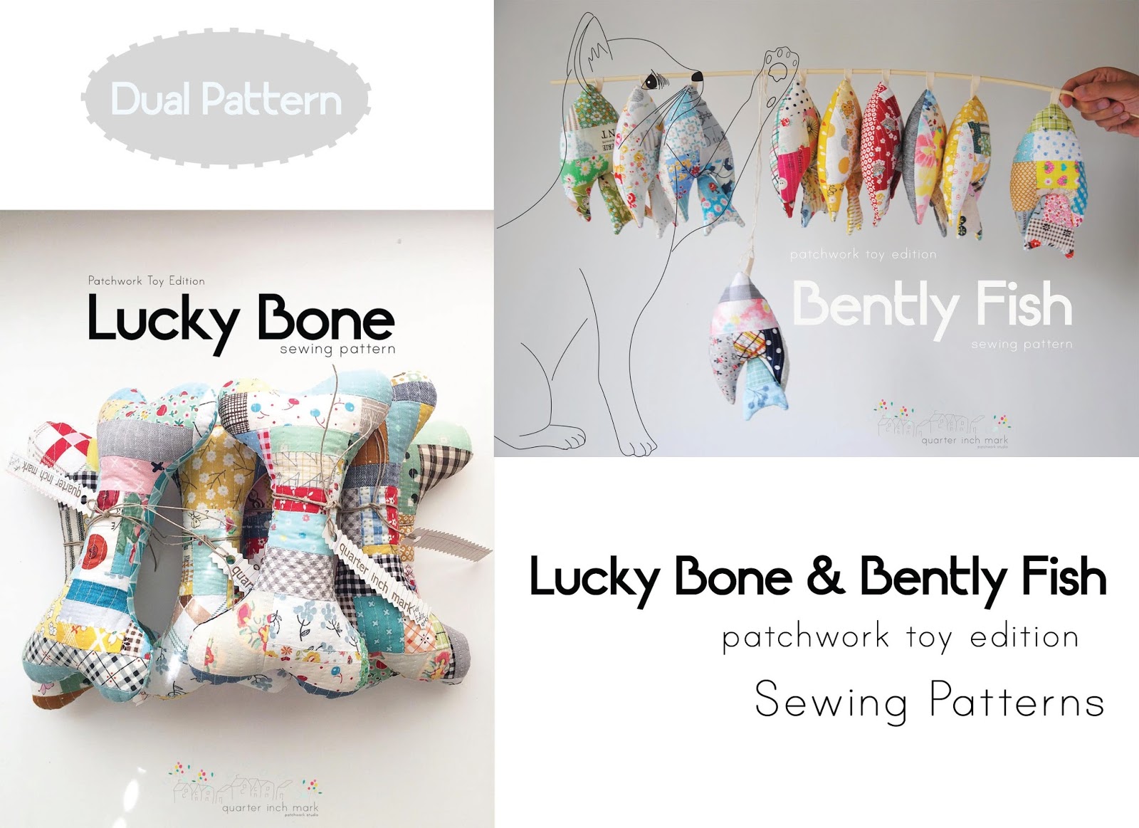 1/4" mark Bently Fish Patchwork Sewing Pattern