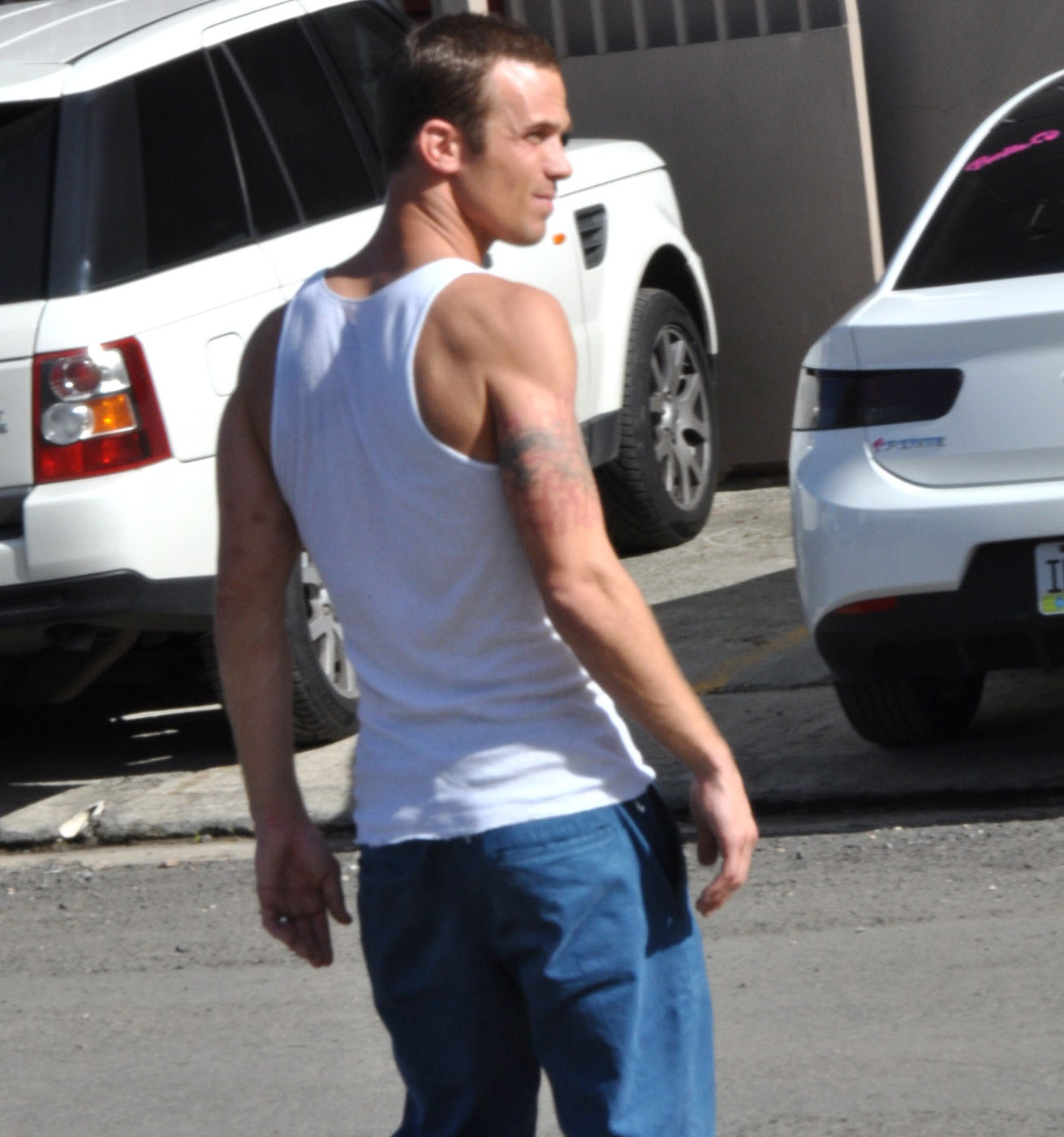Easy A's Cam Gigandet shows off his physique in a terrible looking whi...