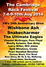 FM at Cambridge Rock Festival 9 August 2014 poster