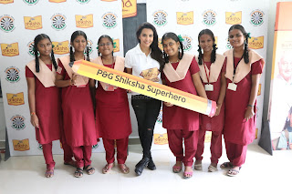 Actress Priya Anand in T Shirt with Students of Shiksha Movement Events