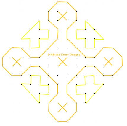 Nithya's Kolam Designs: Kolam 11: Dots Kolam 14 x 2