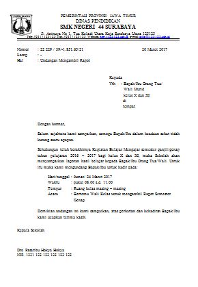 Contoh Surat Undangan Wali Murid Untuk Pembagian Raport Contoh Surat
