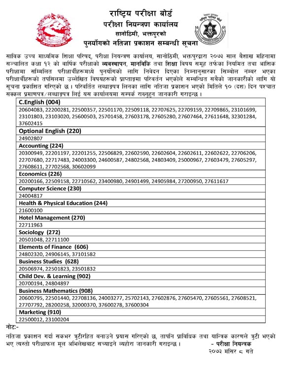 National Examination Board Publishes Grade 12 Re Total Results