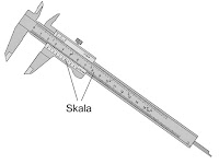 Bir kumpas aleti üzerindeki skalanın gösterimi