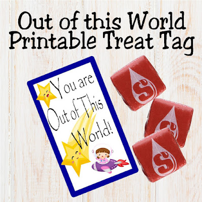 Share a fun Secret Sister gift with your friends or bring a smile to a co-workers face with this free printable treat tag.  Remind someone special that they are out of this world with a bag of candy and this fun tag.