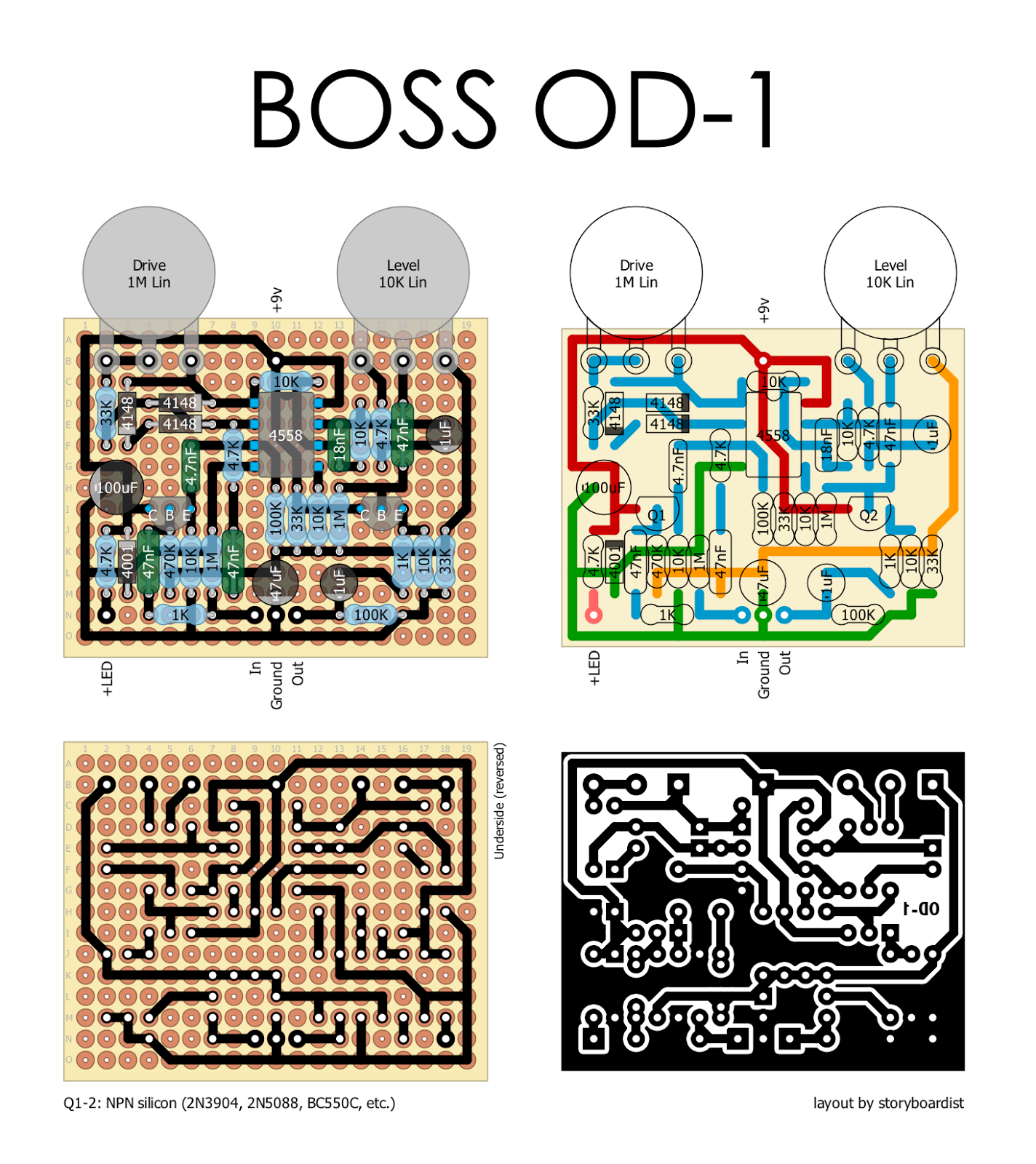 Perf and PCB Effects Layouts: Boss OD-1 Overdrive