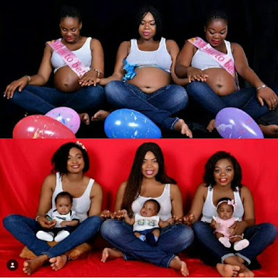  Photos: Three Nigerian friends who were pregnant at the same time share photos with their babies four months after birth