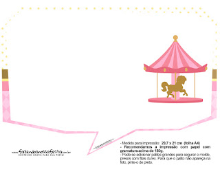 Carrusel en Rosa: Imprimibles Gratis para Fiestas. Carrusel en Rosa: Imprimibles Gratis para Fiestas.
