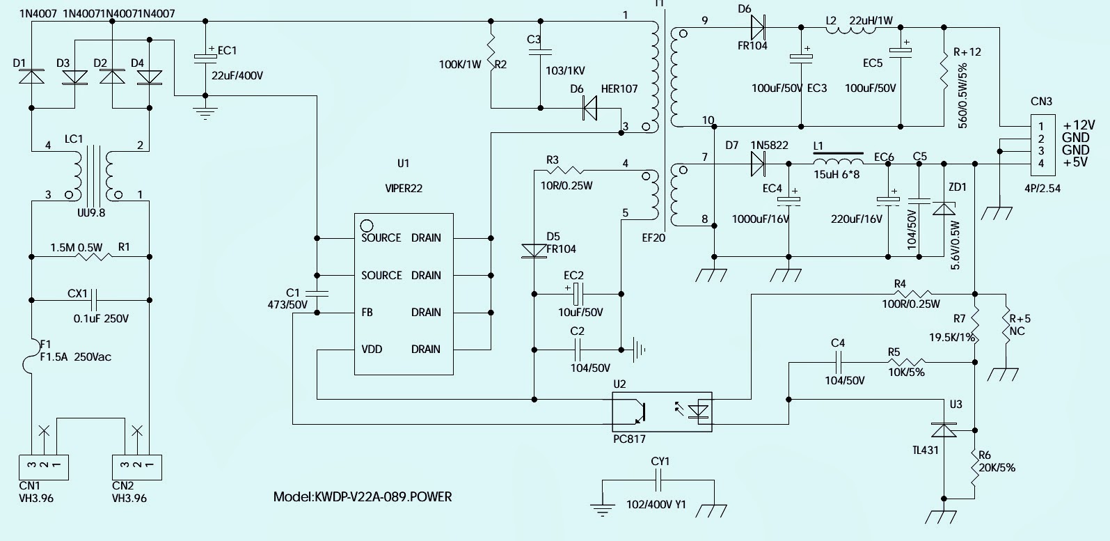 Electro help: PHILIPS MAGNAVOX - 20PT6245/37 - MAIN SMPS - DVD POWER - SCHEMATIC