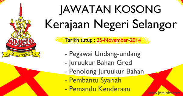 Jawatan Kosong Kerajaan Negeri Selangor Terkini November 2014