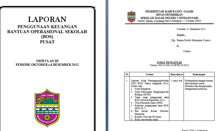 Contoh Laporan Penggunaan Dana Bos Tukang Ngetik