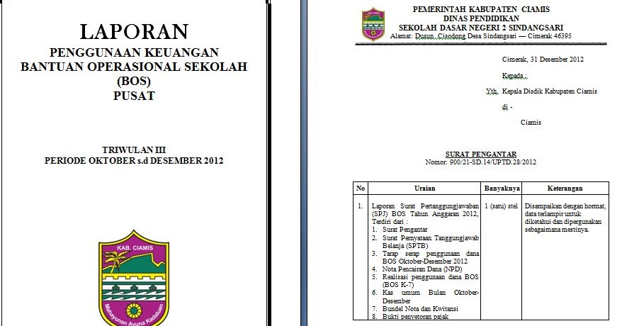 Contoh Laporan Penggunaan Dana Bos TUKANG NGETIK