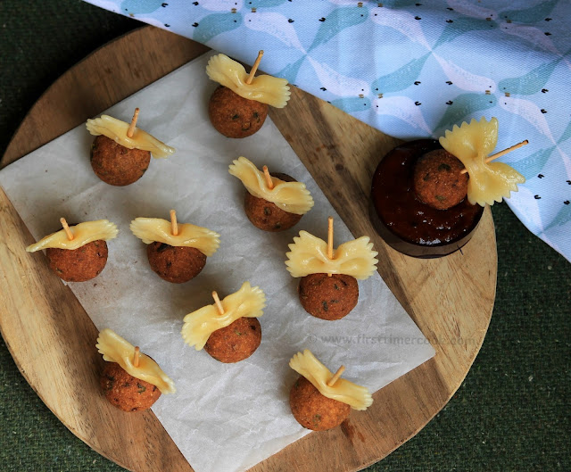 First Timer Cook Veggie Meatball Pasta Canape