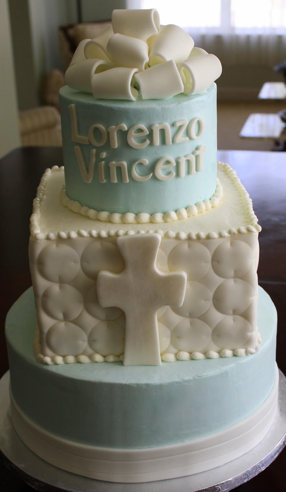 Claudine Simple Elegant Boys Baptism Cake