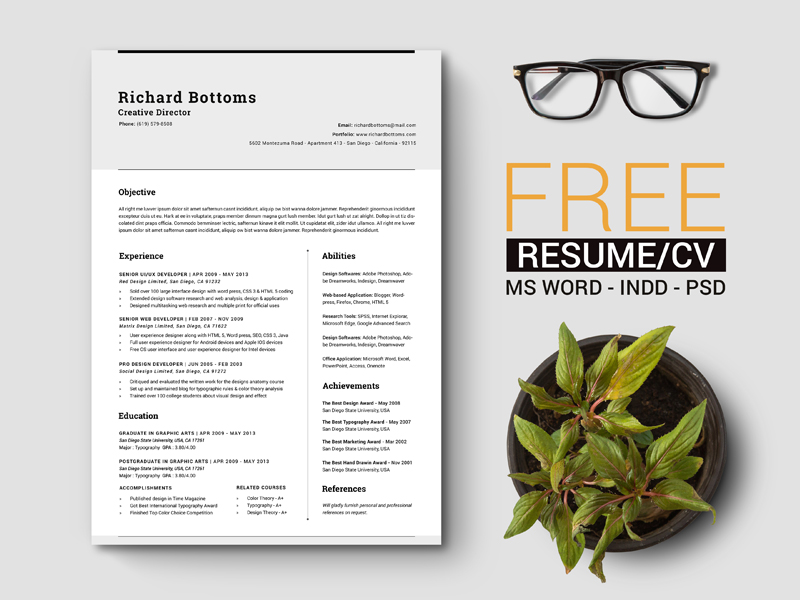 Free Clean CV-Resume Templates to Download