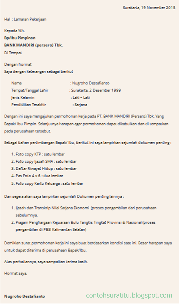 Kumpulan Surat Lamaran Kerja Bank Kalsel Kumpulan Contoh Kumpulan Surat Lamaran Kerja Bank Kalsel Kumpulan Contoh