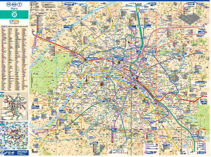 Paryż metro mapa i ulicr mapa turystyczna Paryża Paris map