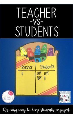 Click to read more about Teacher vs. Students.  A quick teacher tip that is a fun way to keep students engaged in a whole/small group activity.