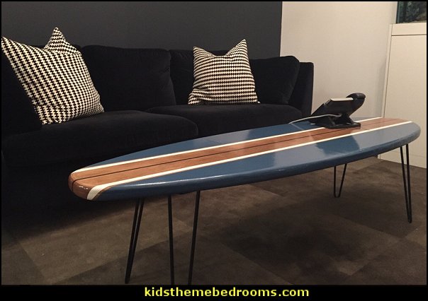 Surfboard Coffee Table  surfing themed bedroom ideas beach bedroom surfer boys - surfing themed bedroom decorating ideas - beach bedrooms