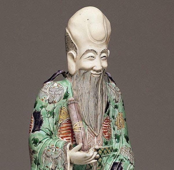 <img src="Kangxi Figure of Shou Lao detail .jpg" alt=" Famille Verte on Biscuit">
