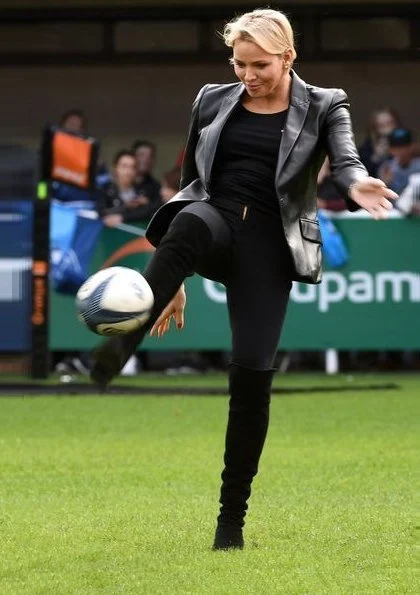 Princess Charlene was invited to rugby match by Montpellier rugby club's president Mohed Altrad, and vice president Jean-Luc Meissonnier