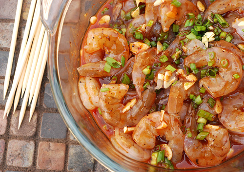 marinating shrimp in bowl