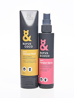 Rufus and Coco dog grooming Christmas pack with Oatmeal Wash and Pamper Spray