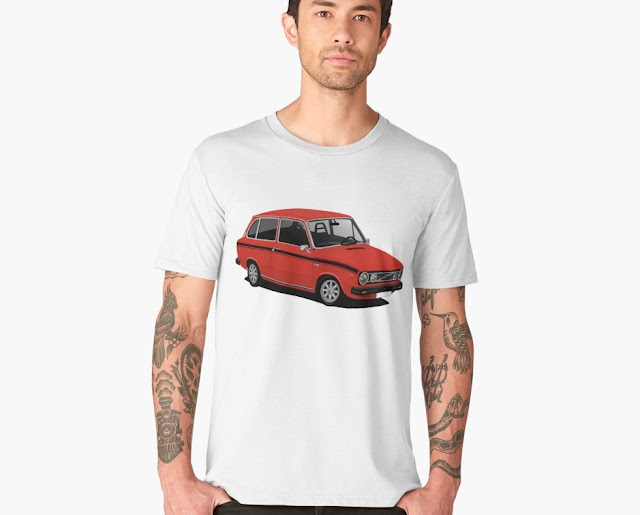 Red Volvo 66 Combi illustration on T-shirt