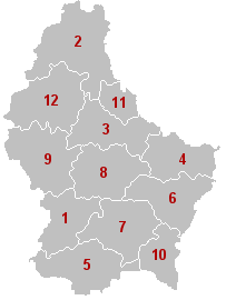 Peta pembagian kanton di Luksemburg