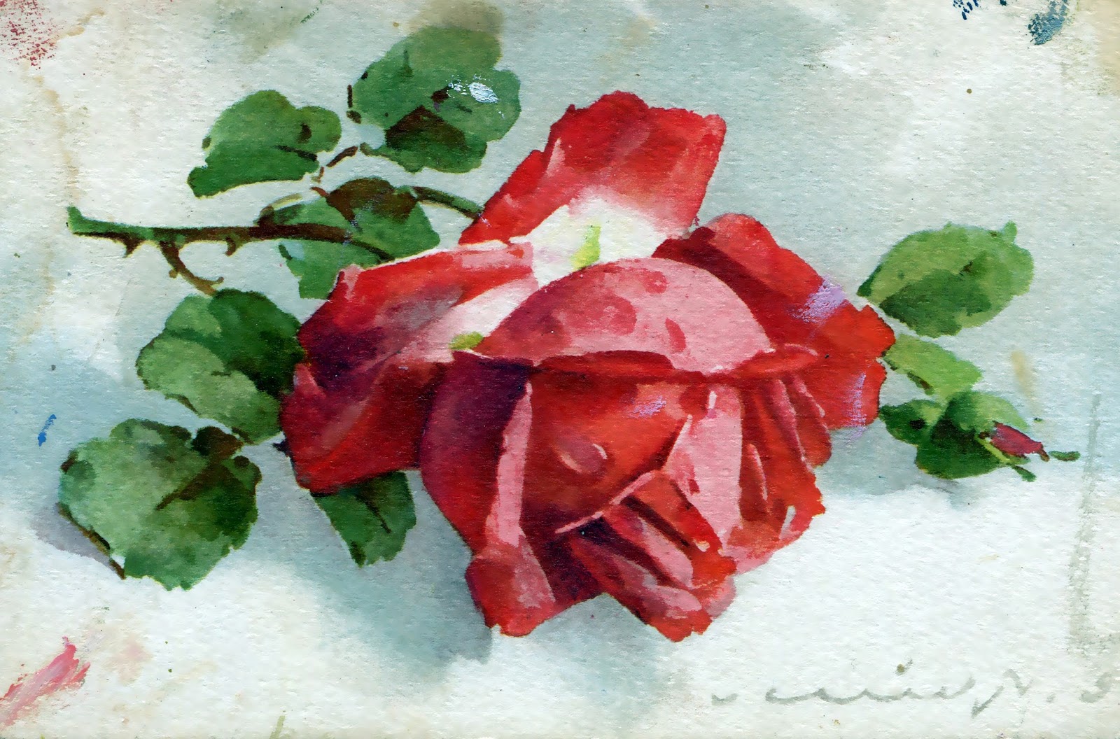 Vintage Art Red Roses Prints Postcard | Joy Design Studio