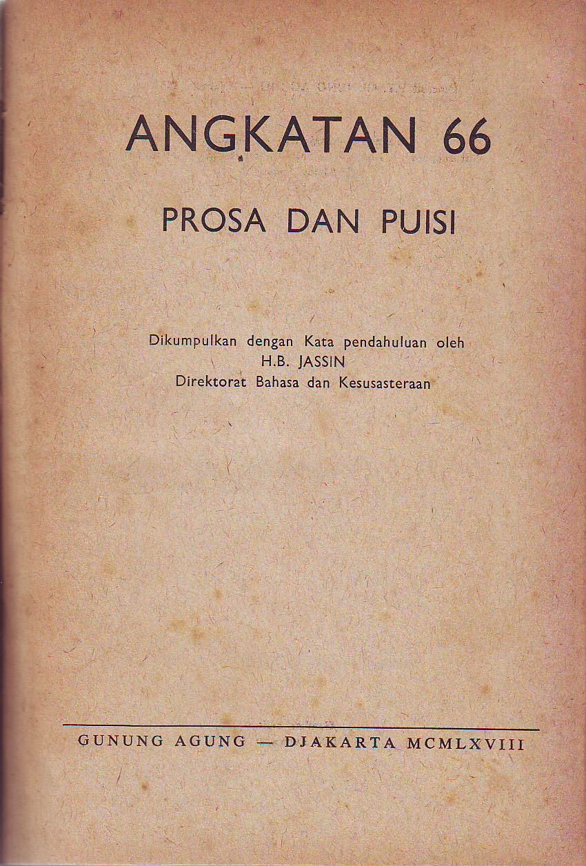 Angkatan 66 Prosa Dan Puisi H.B.Jassin Pemulung Buku Bekas