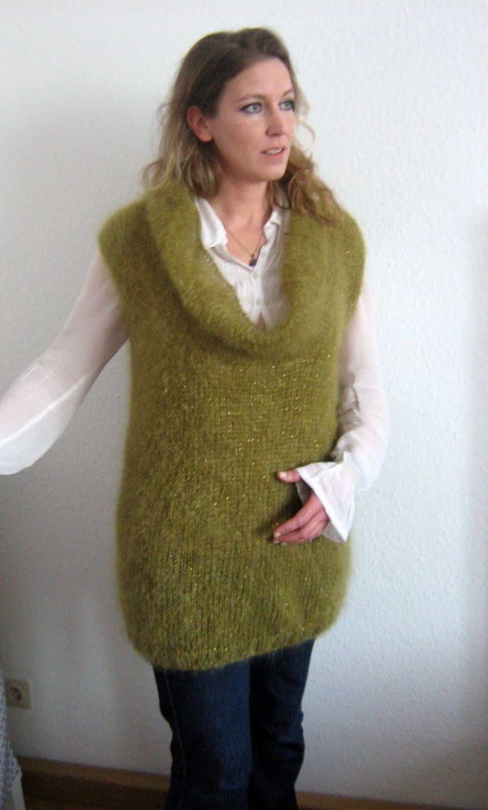 Saffron Yellow - Journey of a Crafting Mama: Long Mohair Vest