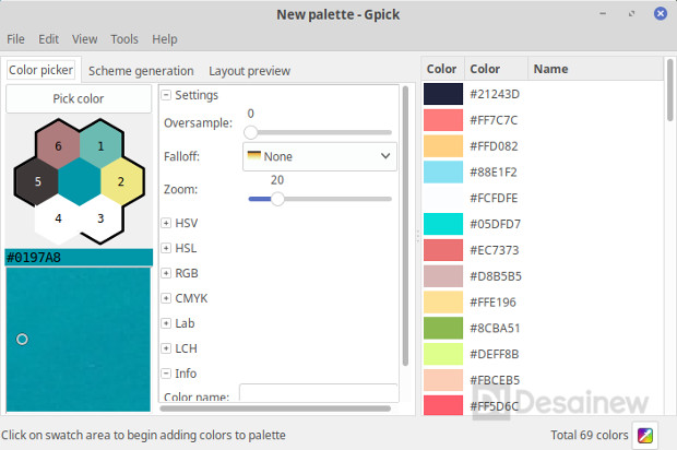 how to make your own color palette in GPick can be used in Gimp and inkscape