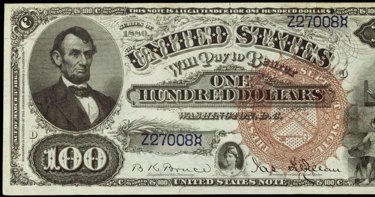 1880 100 Dollar Bill Legal Tender Note, Abraham Lincoln|World Banknotes