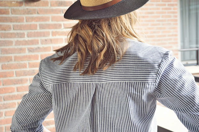 Alex shirt pattern review. Sew Over It London, handmade, striped shirt, dressmakers, fashion, autumn winter, latest make, sewing maching, over sized shirt, blue white striped, lbloggers, fbloggers, craft bloggers, sewing
