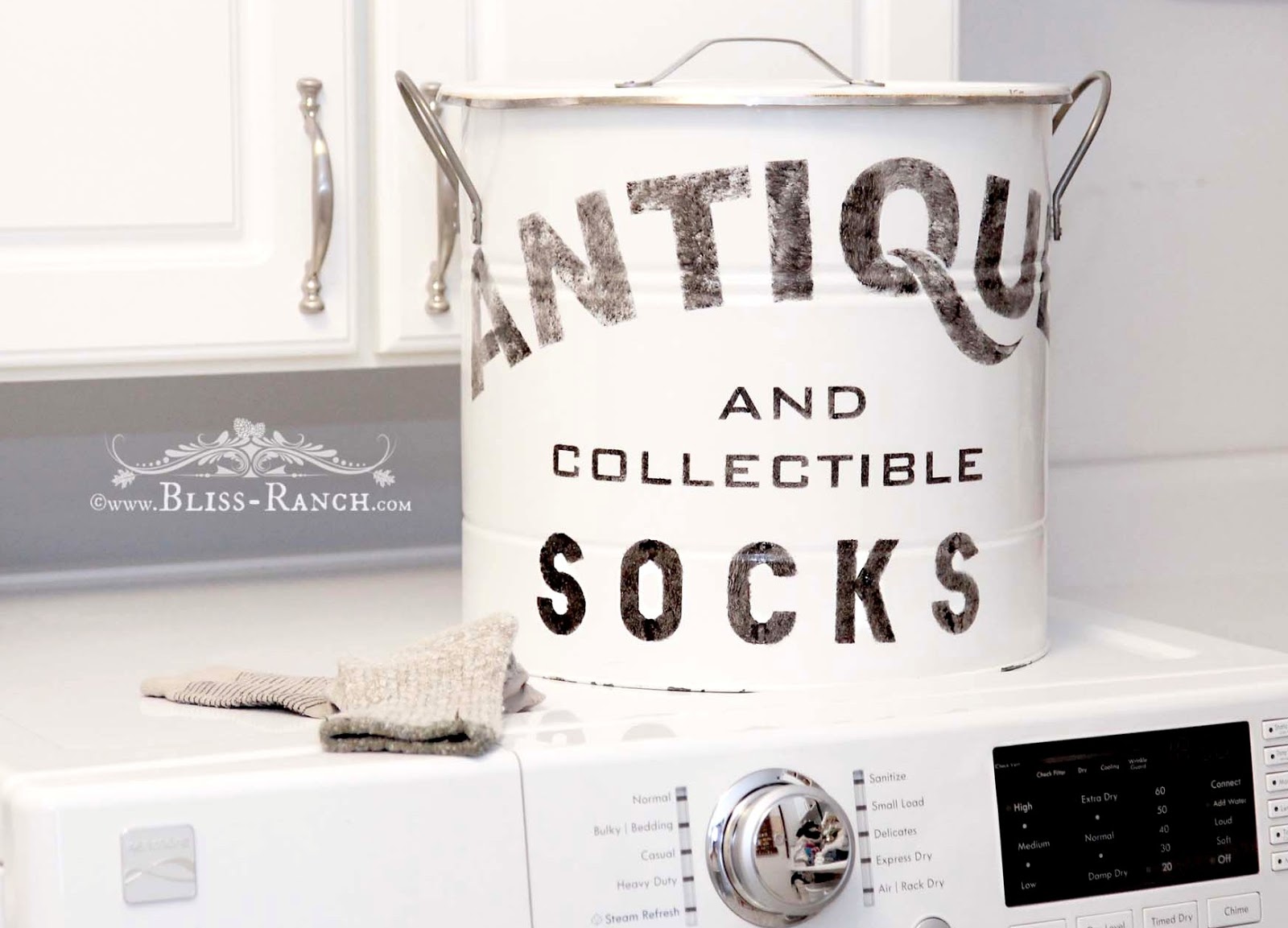 Bliss Ranch: Thrift Store Decor Lettered Sock Bin